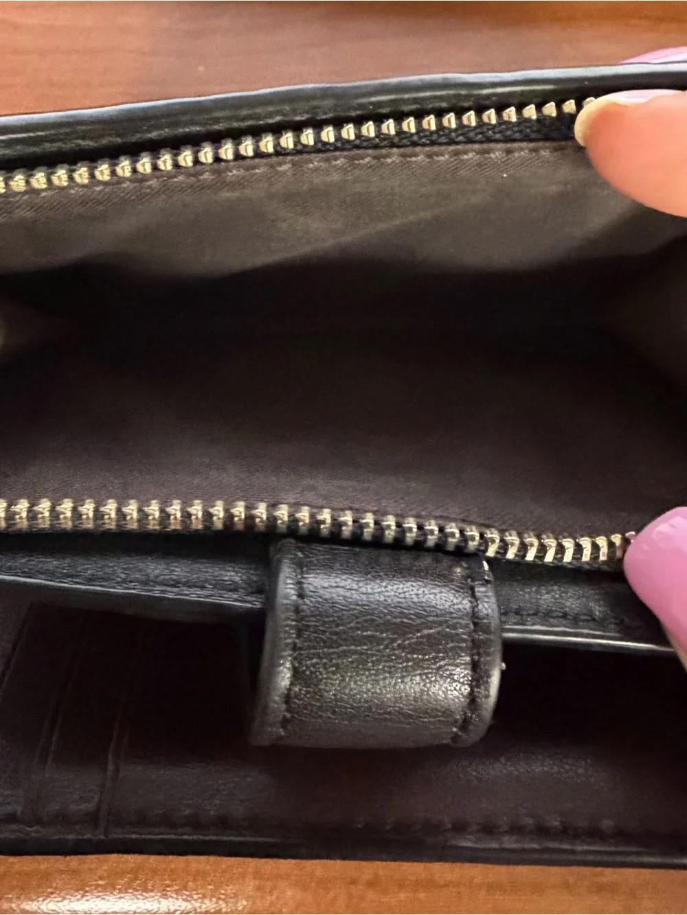Coach Black Embossed Signature Leather Wallet with Gold Logo